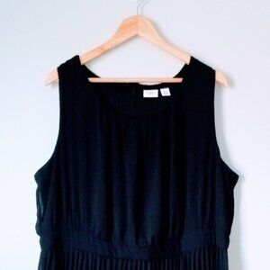 CATO Sleeveless Black and Hot Pink Flower Max Dress